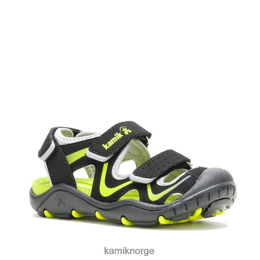sandaler Kamik vandre svart/lime småbarn T20H00379